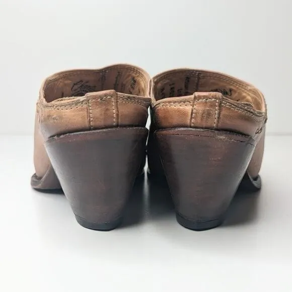 Charlie 1 Horse Lucchese tan brown leather western mules size 6.5