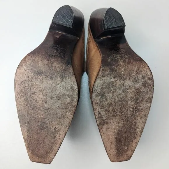 Charlie 1 Horse Lucchese tan brown leather western mules size 6.5