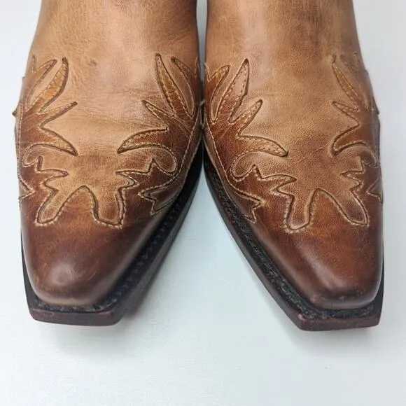 Charlie 1 Horse Lucchese tan brown leather western mules size 6.5