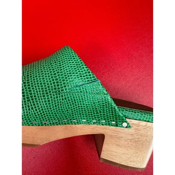 Charlotte Stone New Martino Clogs In Hot Mint Green Low Heel Size 6