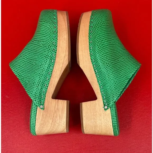 Charlotte Stone New Martino Clogs In Hot Mint Green Low Heel Size 6