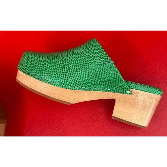 Charlotte Stone New Martino Clogs In Hot Mint Green Low Heel Size 6