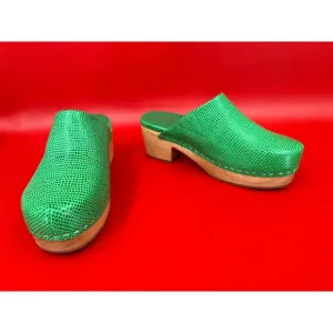 Charlotte Stone New Martino Clogs In Hot Mint Green Low Heel Size 6