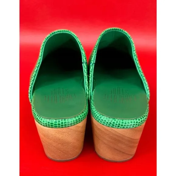 Charlotte Stone New Martino Clogs In Hot Mint Green Low Heel Size 6
