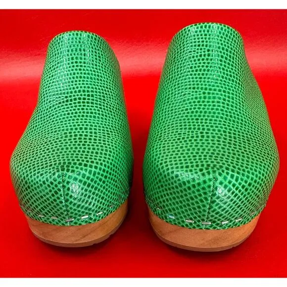 Charlotte Stone New Martino Clogs In Hot Mint Green Low Heel Size 6