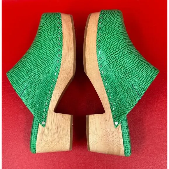 Charlotte Stone New Martino Clogs In Hot Mint Green Low Heel Size 6