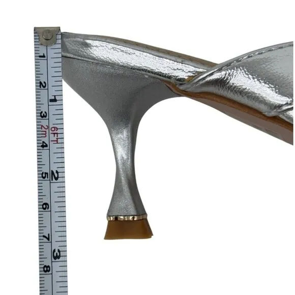 CHASE   CHLOE / Idra-3 / Silver / Pointed / Toe Mule Heels / With Bow Detail Kit