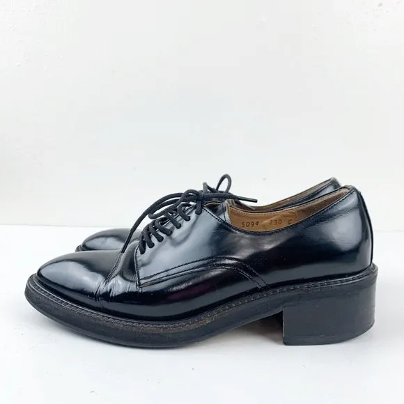 CHAUSSURE LAPIN Seoul, Korea Black Pointed Toe Lace Up Heeled Oxfords Si…