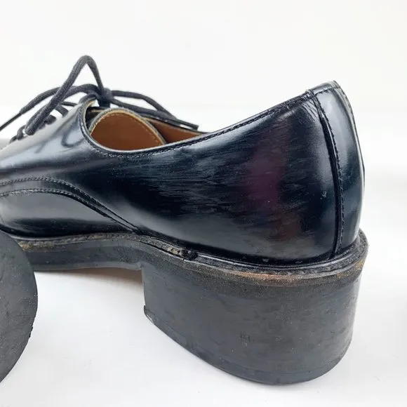CHAUSSURE LAPIN Seoul, Korea Black Pointed Toe Lace Up Heeled Oxfords Si…