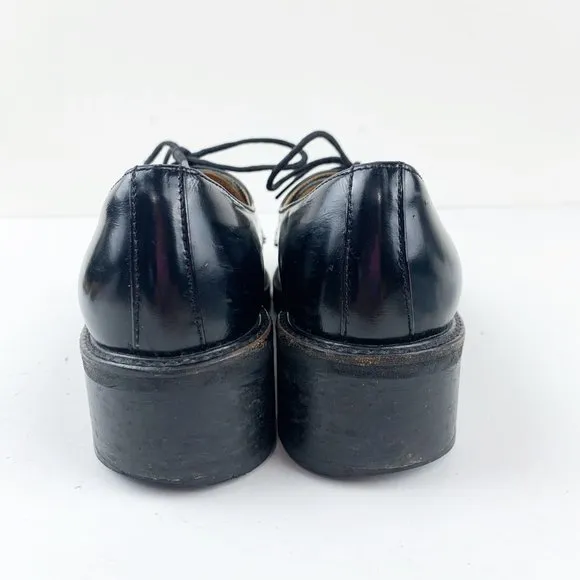 CHAUSSURE LAPIN Seoul, Korea Black Pointed Toe Lace Up Heeled Oxfords Si…
