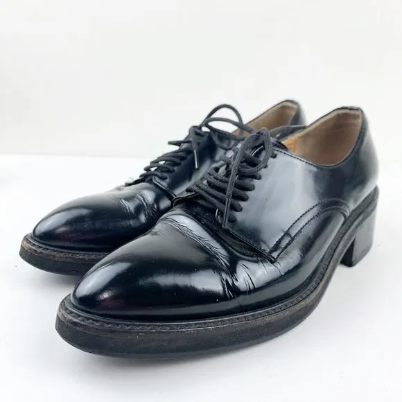CHAUSSURE LAPIN Seoul, Korea Black Pointed Toe Lace Up Heeled Oxfords Si…