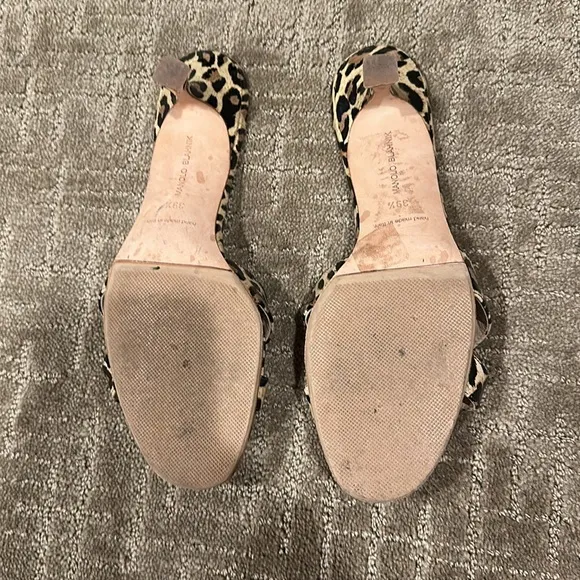 Cheetah Print Manolo Blahnik Open Toe Kitten Heels