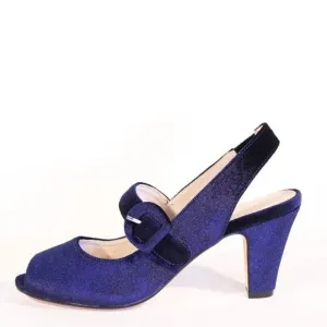 Chelsea Crew Liberty Velvet Mary Jane Heels Shoe 38 7.5 Navy Retro Witchy Preppy