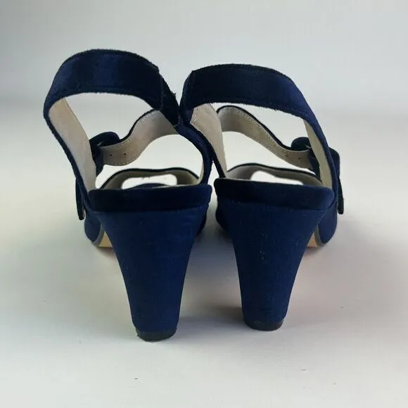 Chelsea Crew Liberty Velvet Mary Jane Heels Shoe 38 7.5 Navy Retro Witchy Preppy