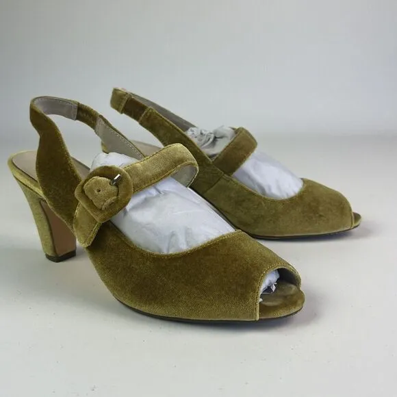 Chelsea Crew Liberty Velvet Mary Jane Heels Shoe 38 8 Mustard Retro Witchy