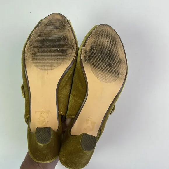 Chelsea Crew Liberty Velvet Mary Jane Heels Shoe 38 8 Mustard Retro Witchy