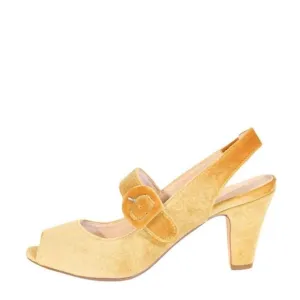 Chelsea Crew Liberty Velvet Mary Jane Heels Shoe 38 8 Mustard Retro Witchy