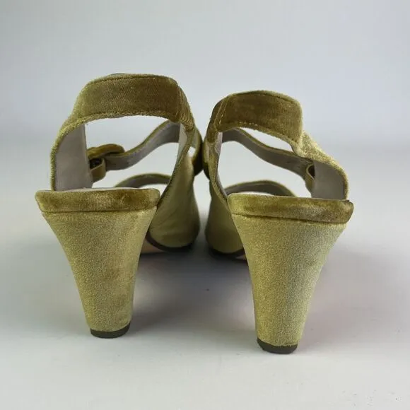Chelsea Crew Liberty Velvet Mary Jane Heels Shoe 38 8 Mustard Retro Witchy