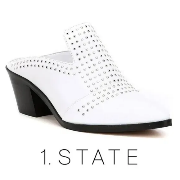 Chic White 1. STATE Western Inspired Mules