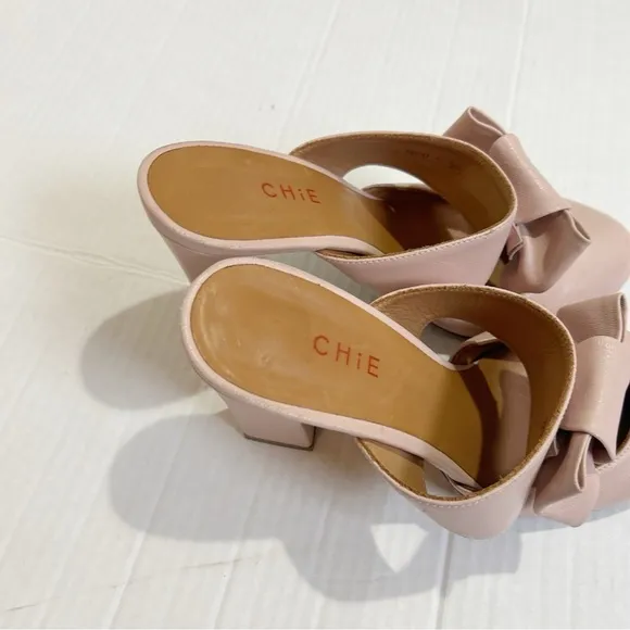 CHiE by Chie Mihara Mary Jane Mules Size 38.5 Size 7.5 or 8 Pink Leather Spain