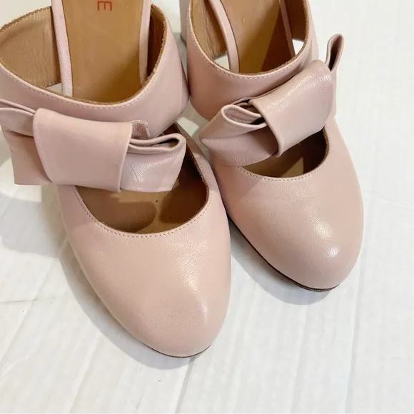 CHiE by Chie Mihara Mary Jane Mules Size 38.5 Size 7.5 or 8 Pink Leather Spain