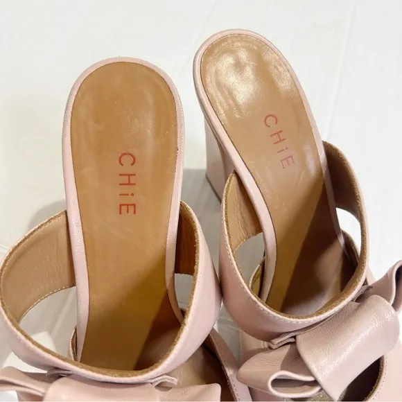 CHiE by Chie Mihara Mary Jane Mules Size 38.5 Size 7.5 or 8 Pink Leather Spain