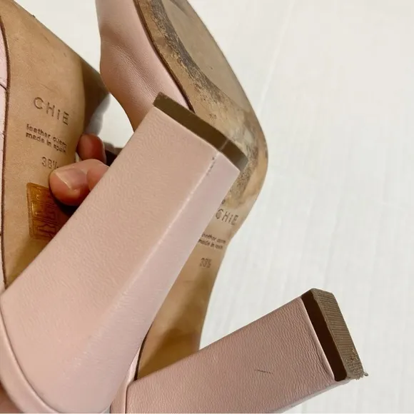 CHiE by Chie Mihara Mary Jane Mules Size 38.5 Size 7.5 or 8 Pink Leather Spain