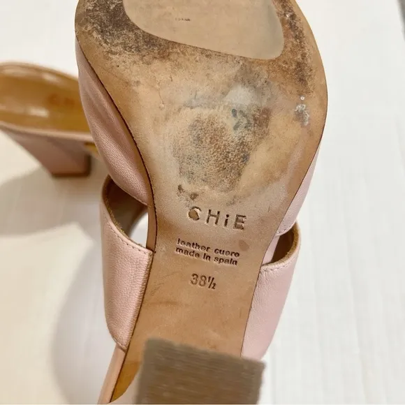 CHiE by Chie Mihara Mary Jane Mules Size 38.5 Size 7.5 or 8 Pink Leather Spain