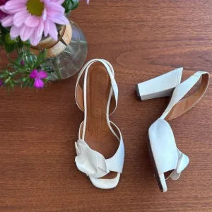 Chie Mihara ‘Anami’ Bow Slingback Heels in White – Size 8