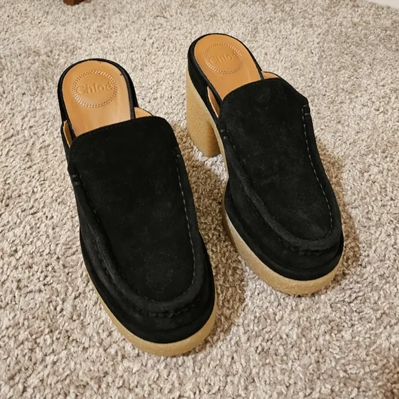 Chloé Women's Jamie High Block Heel Clogs Size 39