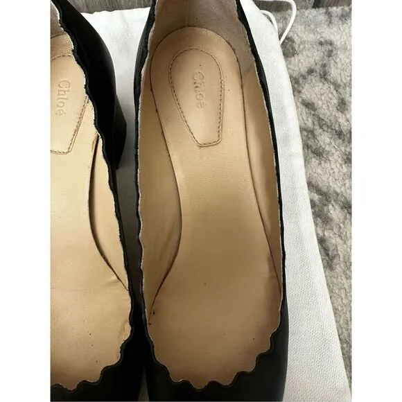 Chloe Lauren Scalloped Kitten Heels 35.5 NO DUST BAG