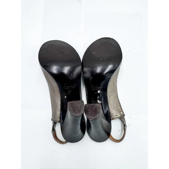 Chloe Slingback Metallic Pumps Size 37