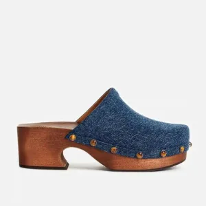 CHLOE Women's Aurna Clogs Size 10 In Blue Denim