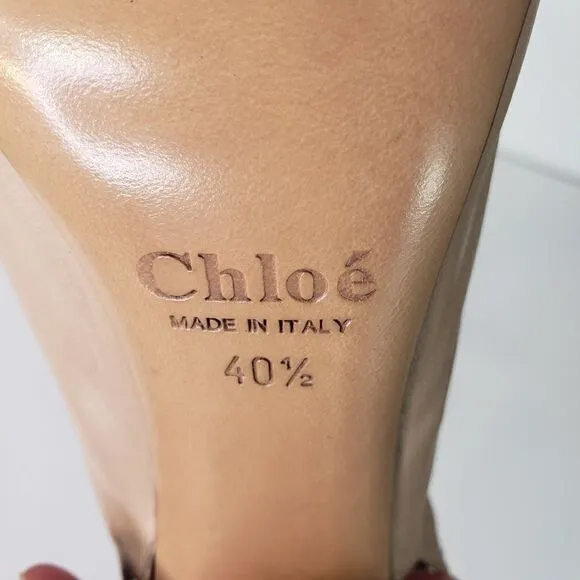 Chloé Scalloped Slingback Peeptoe Heels in Nude Size 40.5