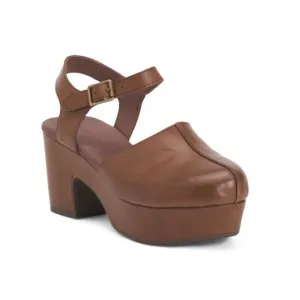 CHOCOLAT BLU Dark Brown Leather Gabrielle Heeled Mules