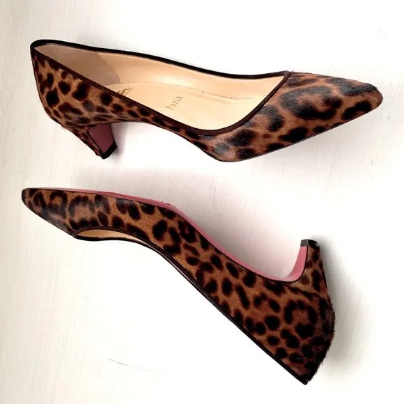 Christian Louboutin Animal Print Kitten Heel Pigalle 45 Pumps