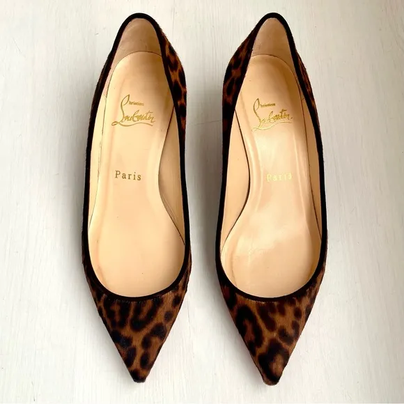 Christian Louboutin Animal Print Kitten Heel Pigalle 45 Pumps