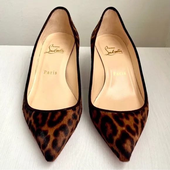 Christian Louboutin Animal Print Kitten Heel Pigalle 45 Pumps