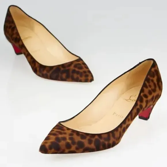 Christian Louboutin Animal Print Kitten Heel Pigalle 45 Pumps