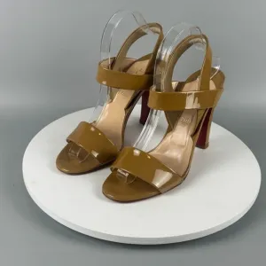Christian Louboutin Beige Patent Leather Slingback Heels