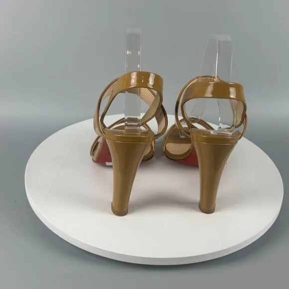 Christian Louboutin Beige Patent Leather Slingback Heels