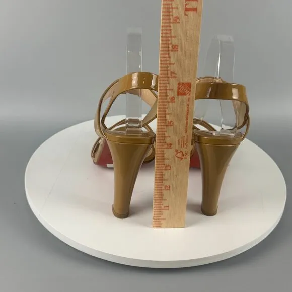 Christian Louboutin Beige Patent Leather Slingback Heels