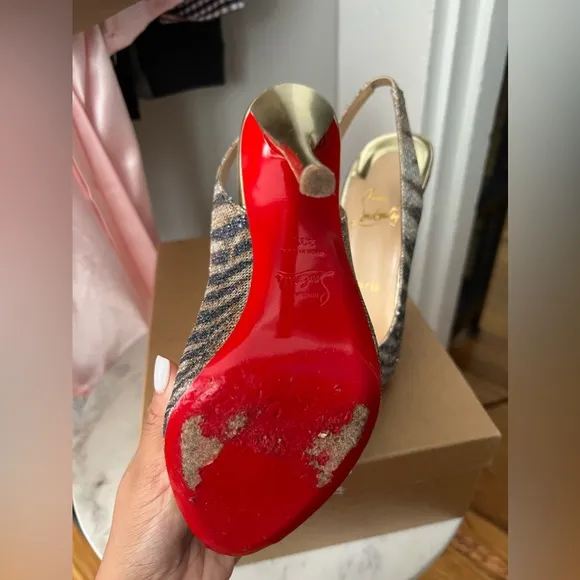 Christian Louboutin  Glitter Sirene Gamma Talon 120 Slingback Heels