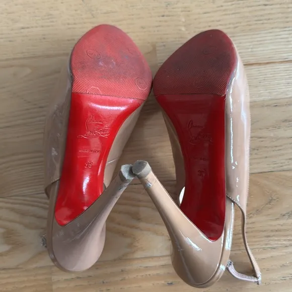 Christian Louboutin Nude Peep Toe Slingback Heels