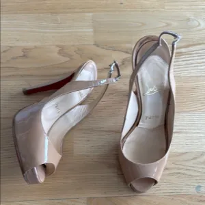 Christian Louboutin Nude Peep Toe Slingback Heels