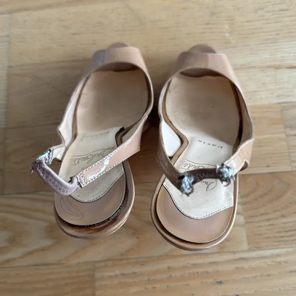 Christian Louboutin Nude Peep Toe Slingback Heels