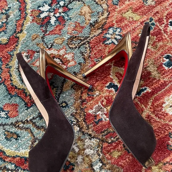 Christian Louboutin Peep-Toe Slingback Heels