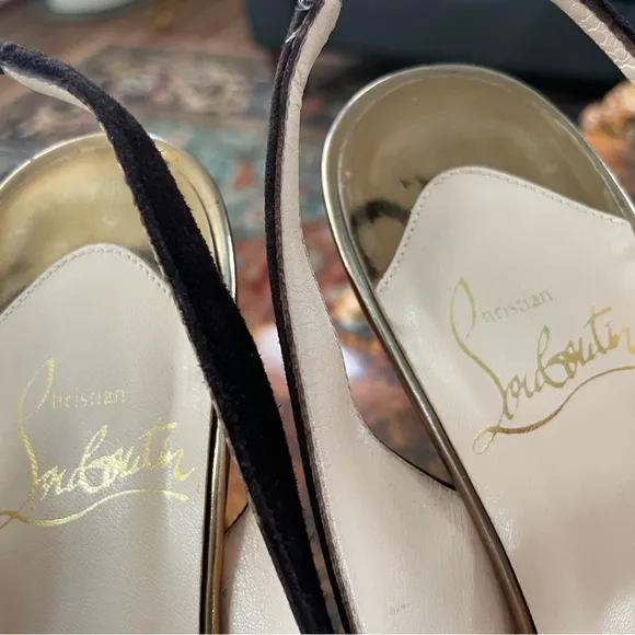 Christian Louboutin Peep-Toe Slingback Heels