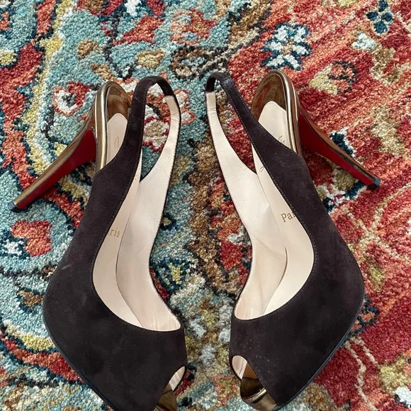 Christian Louboutin Peep-Toe Slingback Heels