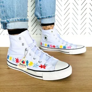 ⭐Chuck Taylor All Star Hi GS Big Kid Shoes 5.5 A06311F White Floral Embroidered